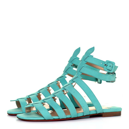 Christian Louboutin Calf Nubuck Neronna Flat Sandals 36.5 Aquamarine 3 of 10