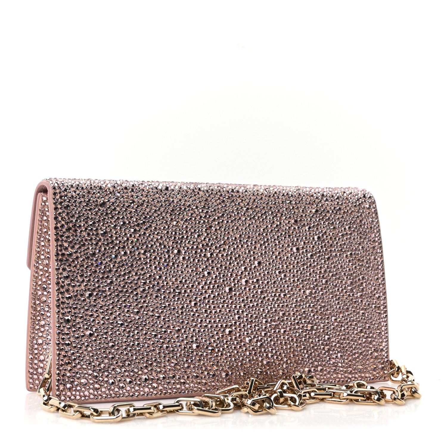 Christian Louboutin Suede Crystal Strass Loubi54 Crossbody Clutch Pink 3 of 9