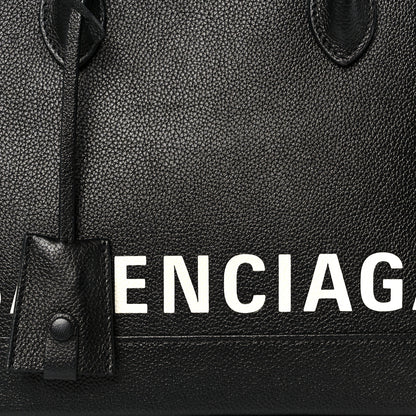 Balenciaga Grained Calfskin Logo S Ville Top Handle Bag Black White 8 of 12