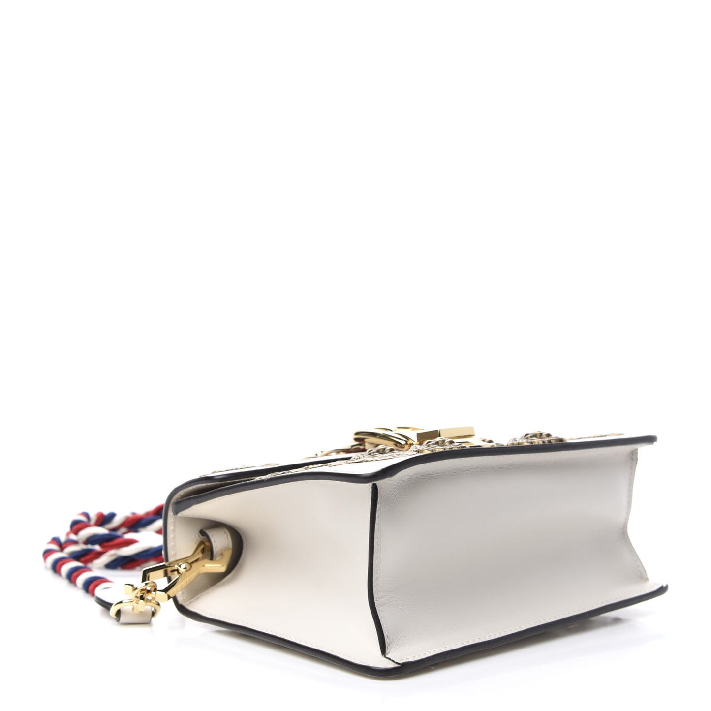 Calfskin Animal Studs Mini Sylvie Top Handle Bag White