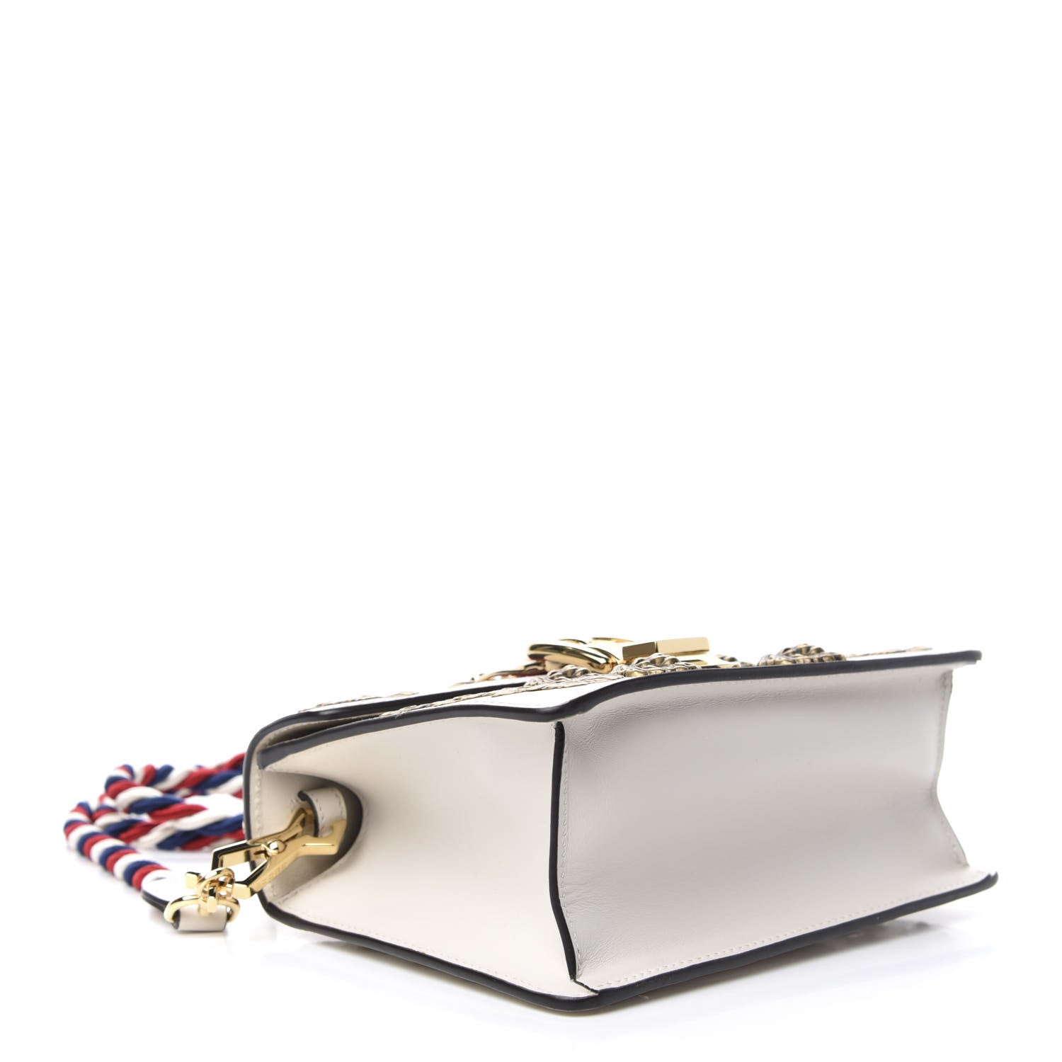 Gucci Calfskin Animal Studs Mini Sylvie Top Handle Bag White 4 of 11