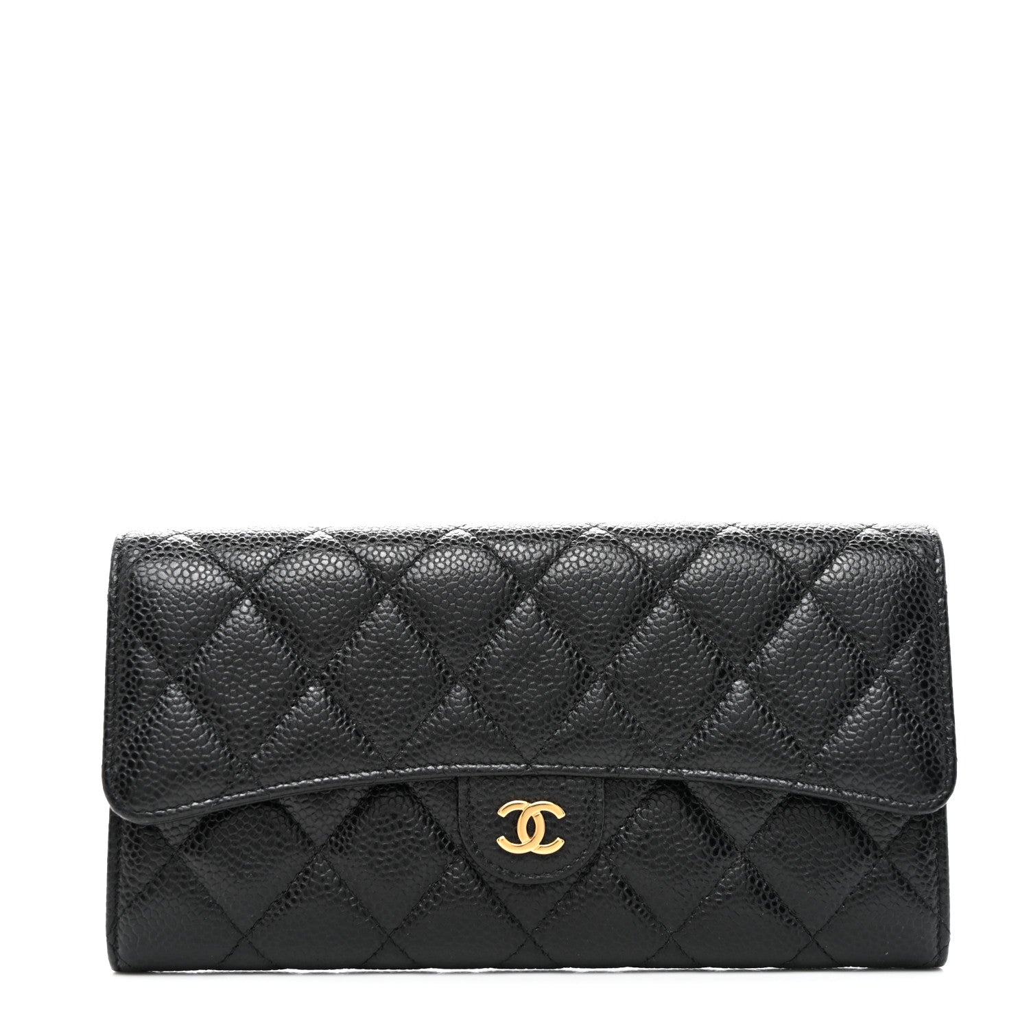 Chanel Caviar Quilted Large Gusset Flap Wallet Black 1 of 10