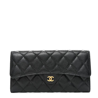 Chanel Caviar Quilted Large Gusset Flap Wallet Black 1 of 10