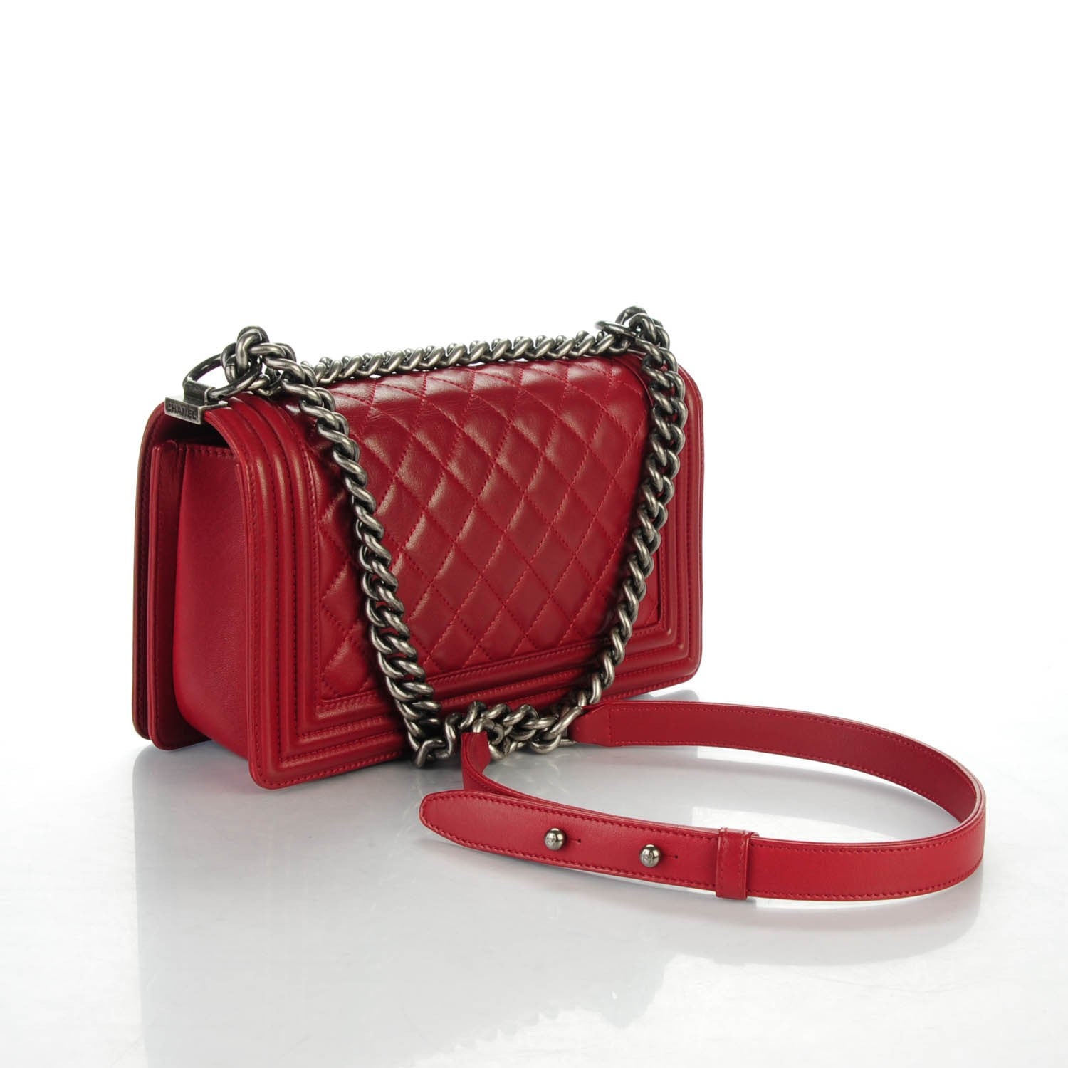 Chanel Lambskin Quilted Medium Boy Flap Dark Red 3 of 7