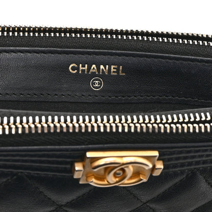 Chanel Calfskin Quilted Small Boy Clutch With Chain Black 6 of 12