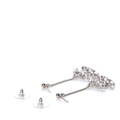 Chanel Baguette Crystal CC Drop Earrings Silver 3 of 4