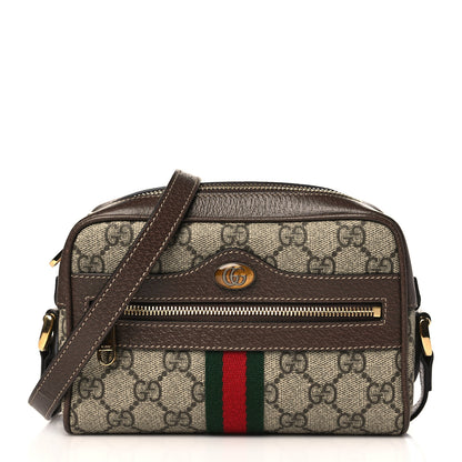 Gucci GG Supreme Monogram Web Mini Ophidia Shoulder Bag Brown 1 of 9
