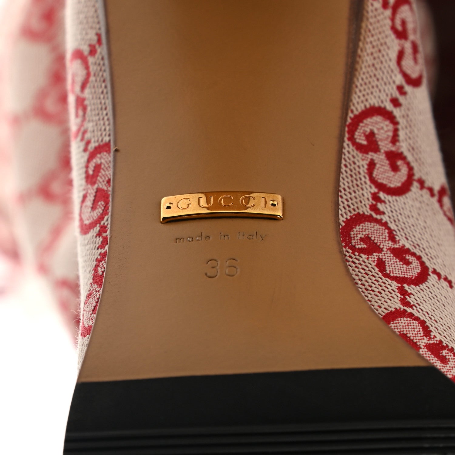 Gucci Monogram Over The Knee Boots 36 Gardenia Hibiscus Red 6 of 6