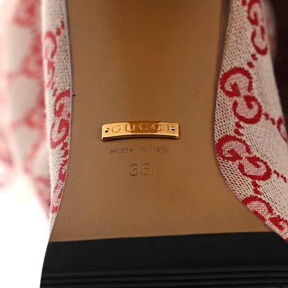 Gucci Monogram Over The Knee Boots 36 Gardenia Hibiscus Red 6 of 6