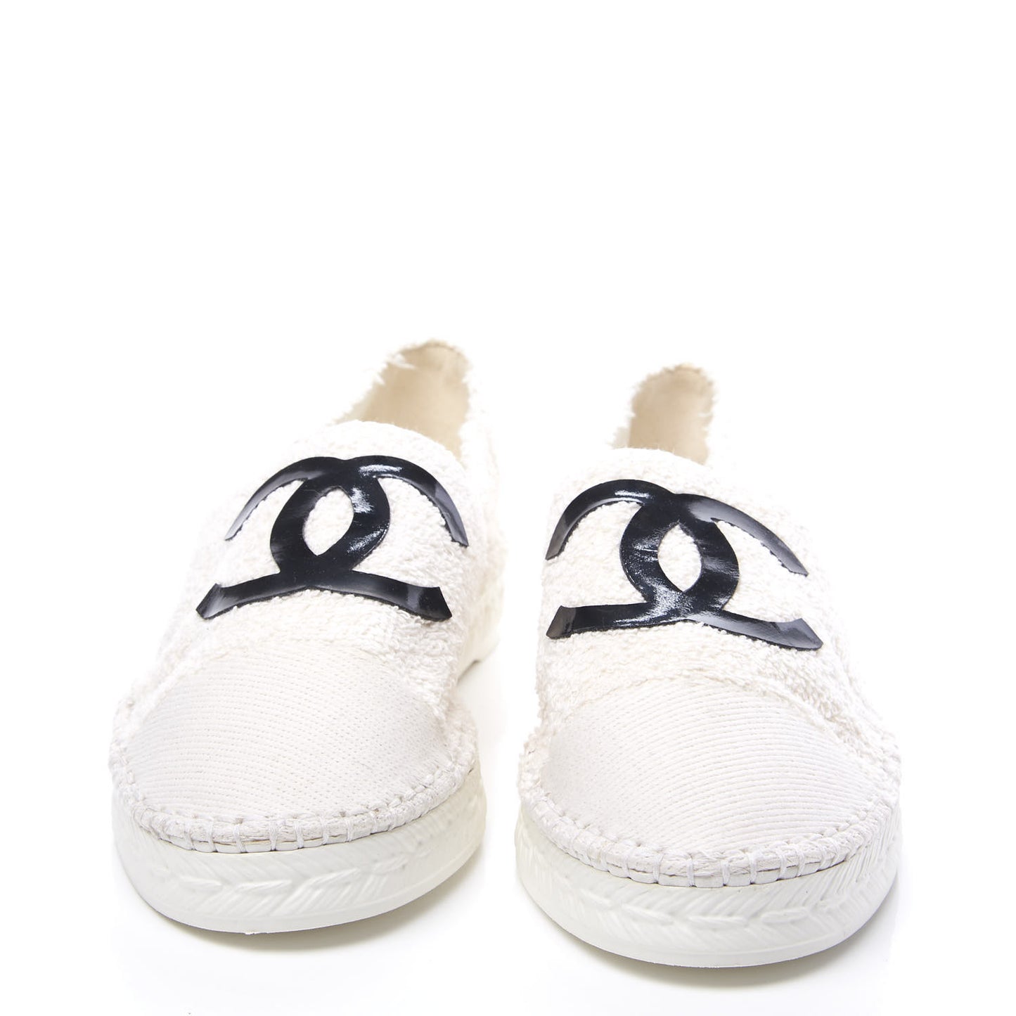 Terry Cloth CC Espadrilles 36 White Black