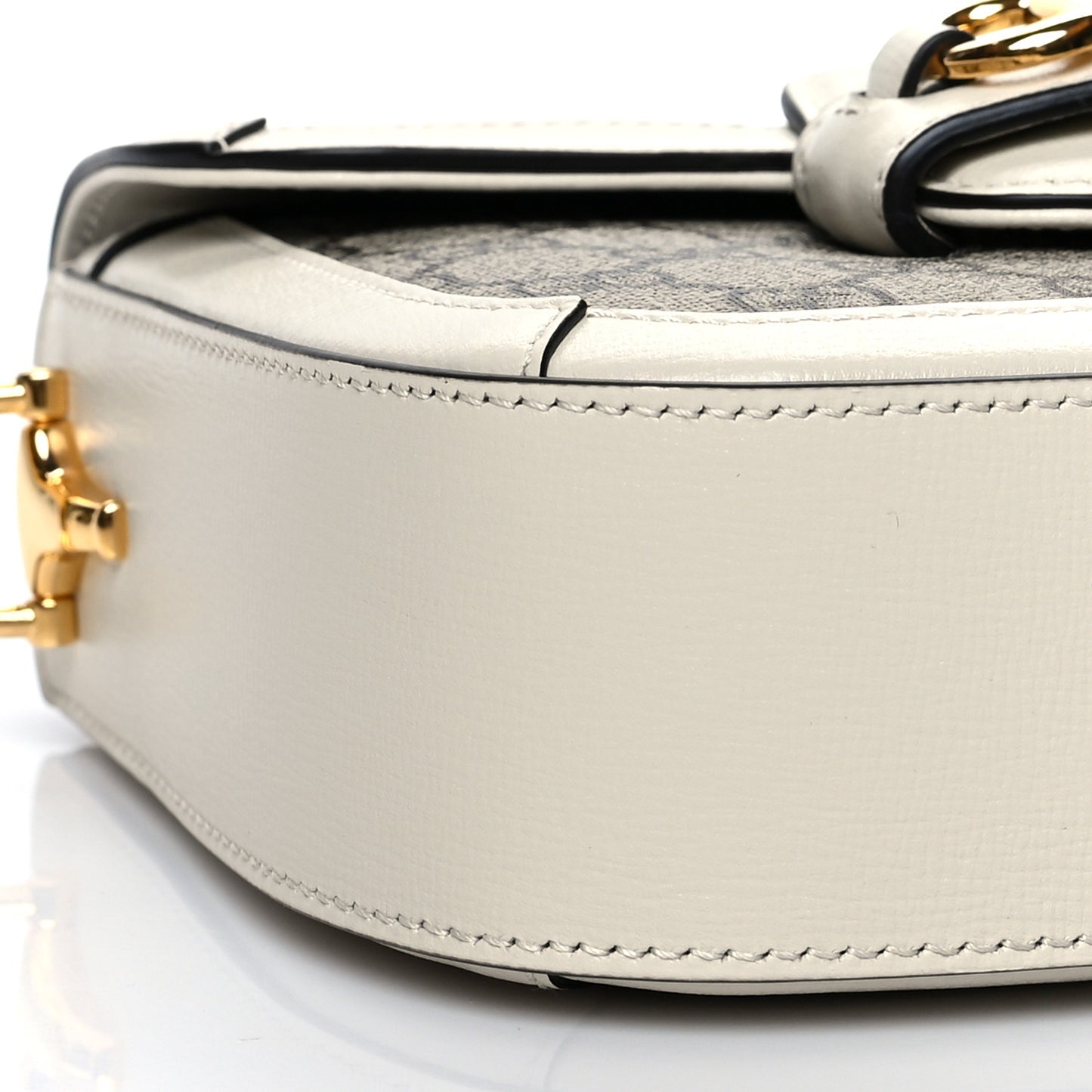 GG Supreme Monogram Web Mini Horsebit 1955 Shoulder Bag Beige Mystic White