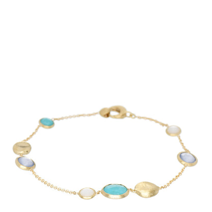 Marco Bicego 18K Yellow Gold Turquoise Mother of Pearl Chalcedony Jaipur Bracelet 1 of 3