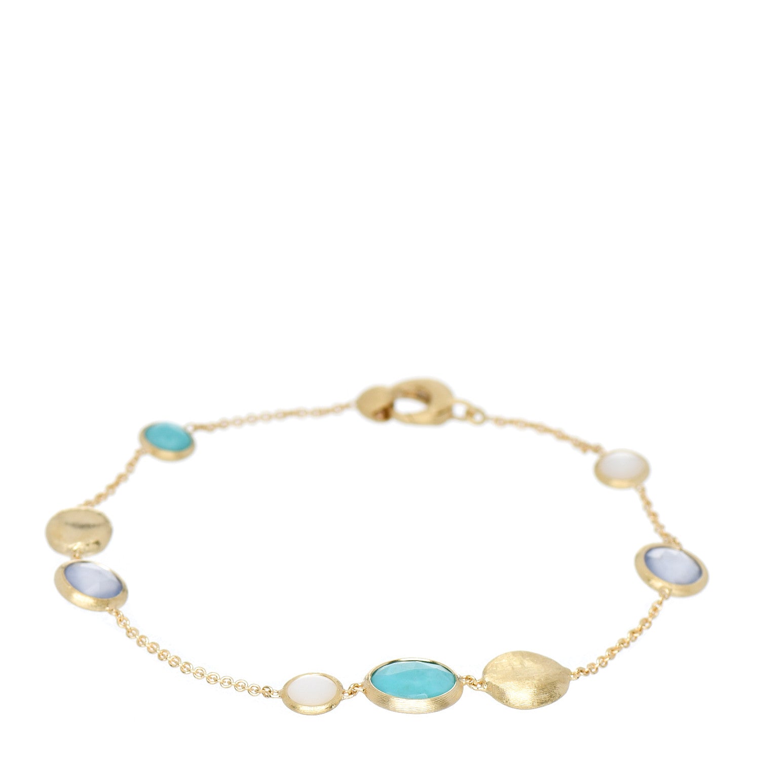 Marco Bicego 18K Yellow Gold Turquoise Mother of Pearl Chalcedony Jaipur Bracelet 1 of 3