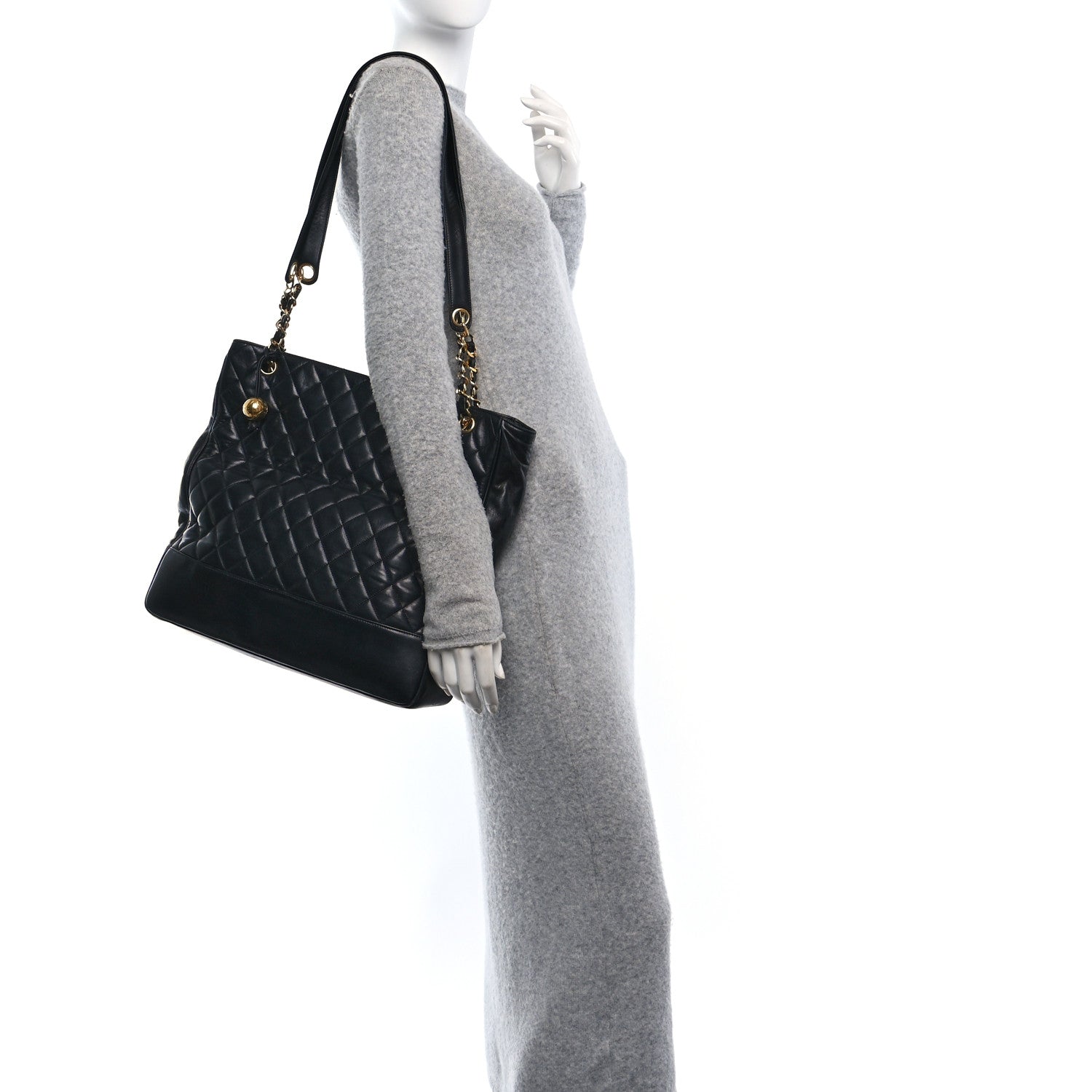 Chanel Lambskin Quilted Shopping Tote Black 2 of 11