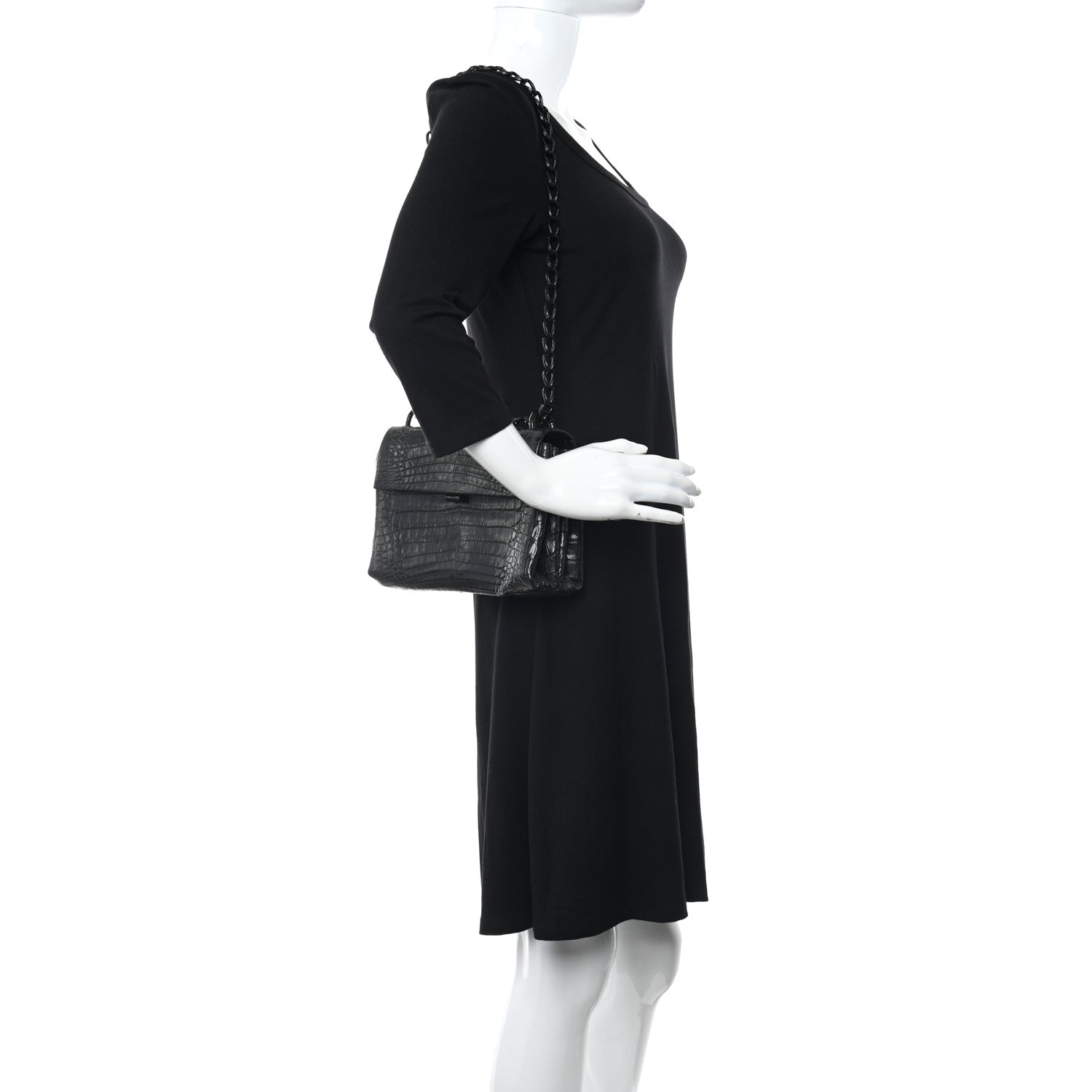 Nancy Gonzalez Crocodile Chain Flap Shoulder Bag Black 2 of 10