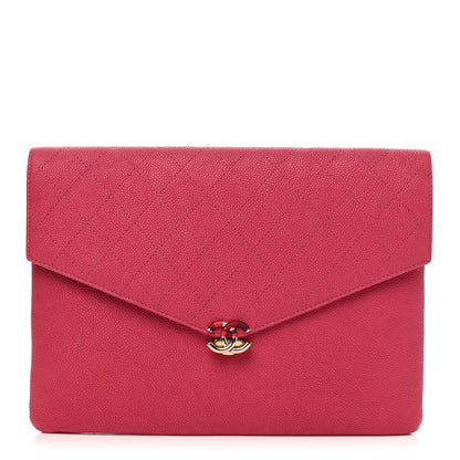 Chanel Grained Calfskin Quilted Cuba Clutch Dark Pink 1 of 7