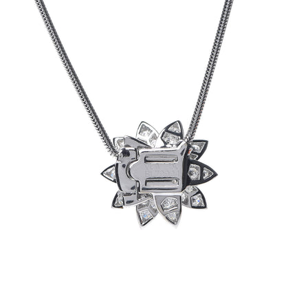 Van Cleef & Arpels 18K White Gold Diamond Small Lotus Pendant Necklace 4 of 6