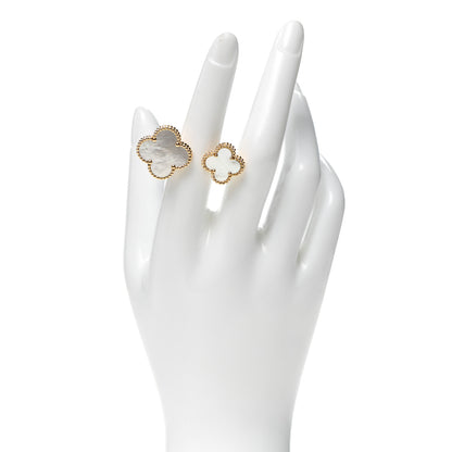 Van Cleef & Arpels 18K Yellow Gold Mother of Pearl Magic Alhambra Between the Finger Ring 52 6 2 of 6