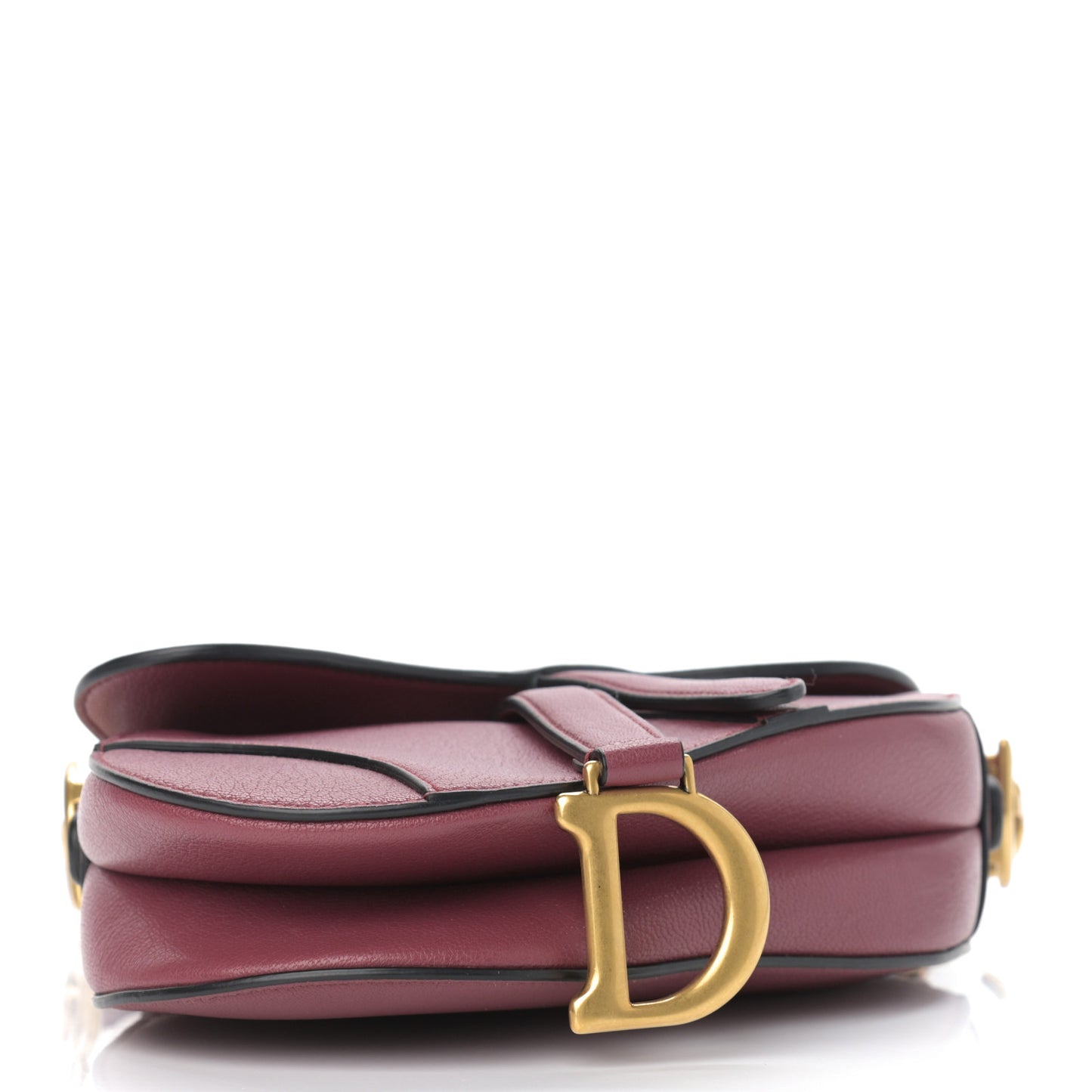 Grained Calfskin Mini Saddle Bag Burgundy