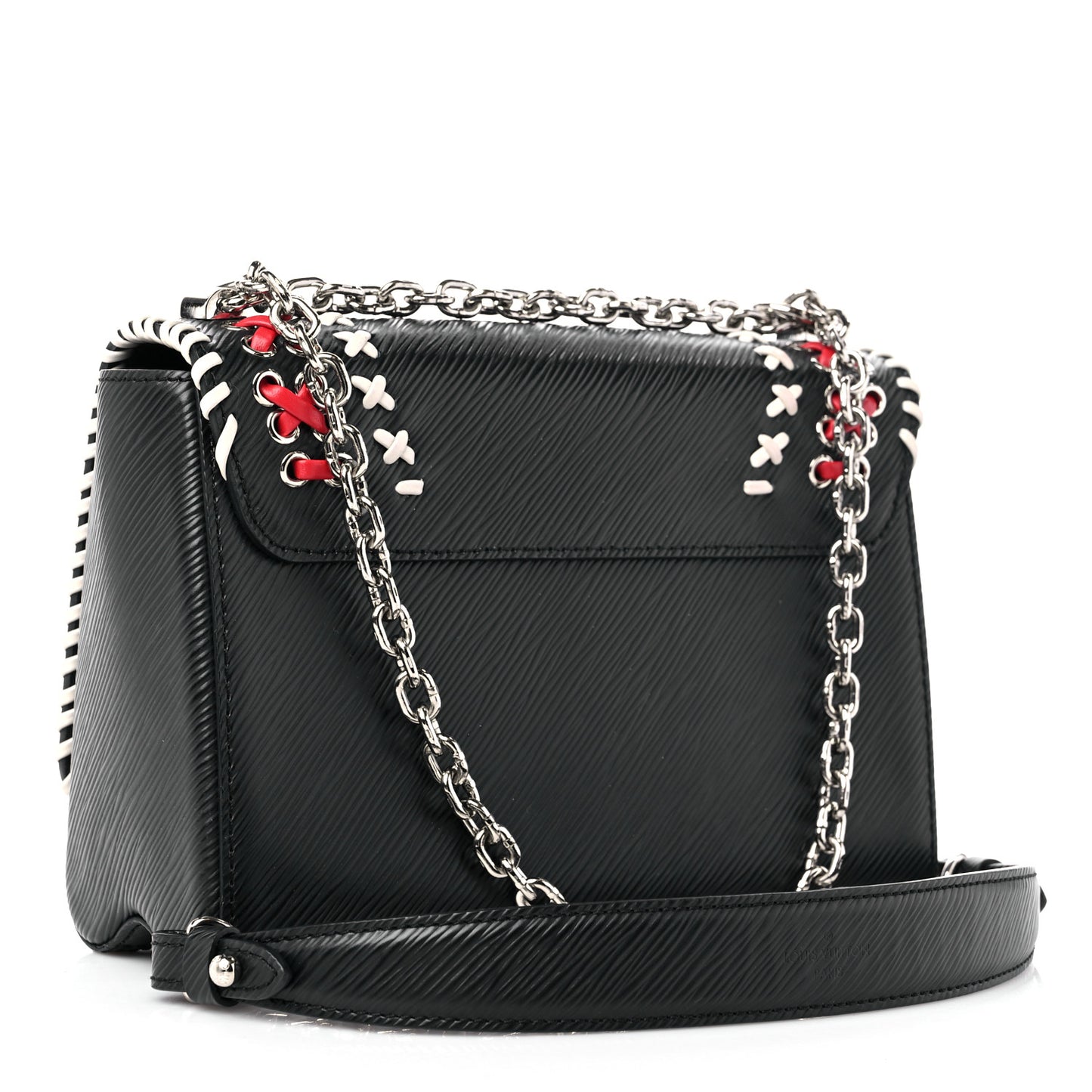 Epi Embroidered Twist Shoulder Bag MM Black