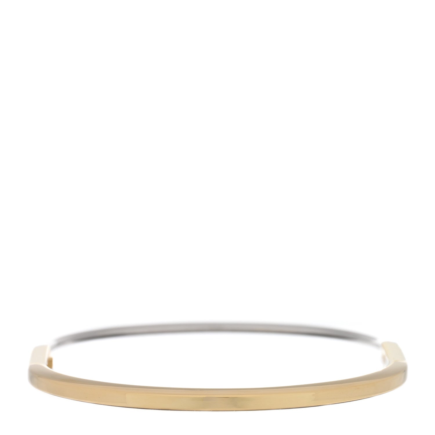 Tiffany 18K Yellow White Gold Tiffany Narrow Lock Bangle Bracelet 4 of 6