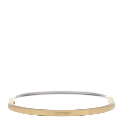 Tiffany 18K Yellow White Gold Tiffany Narrow Lock Bangle Bracelet 4 of 6