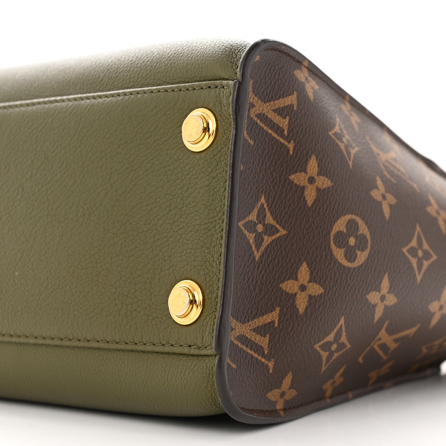Calfskin Monogram On My Side MM Laurier Green Toffee Latte Beige
