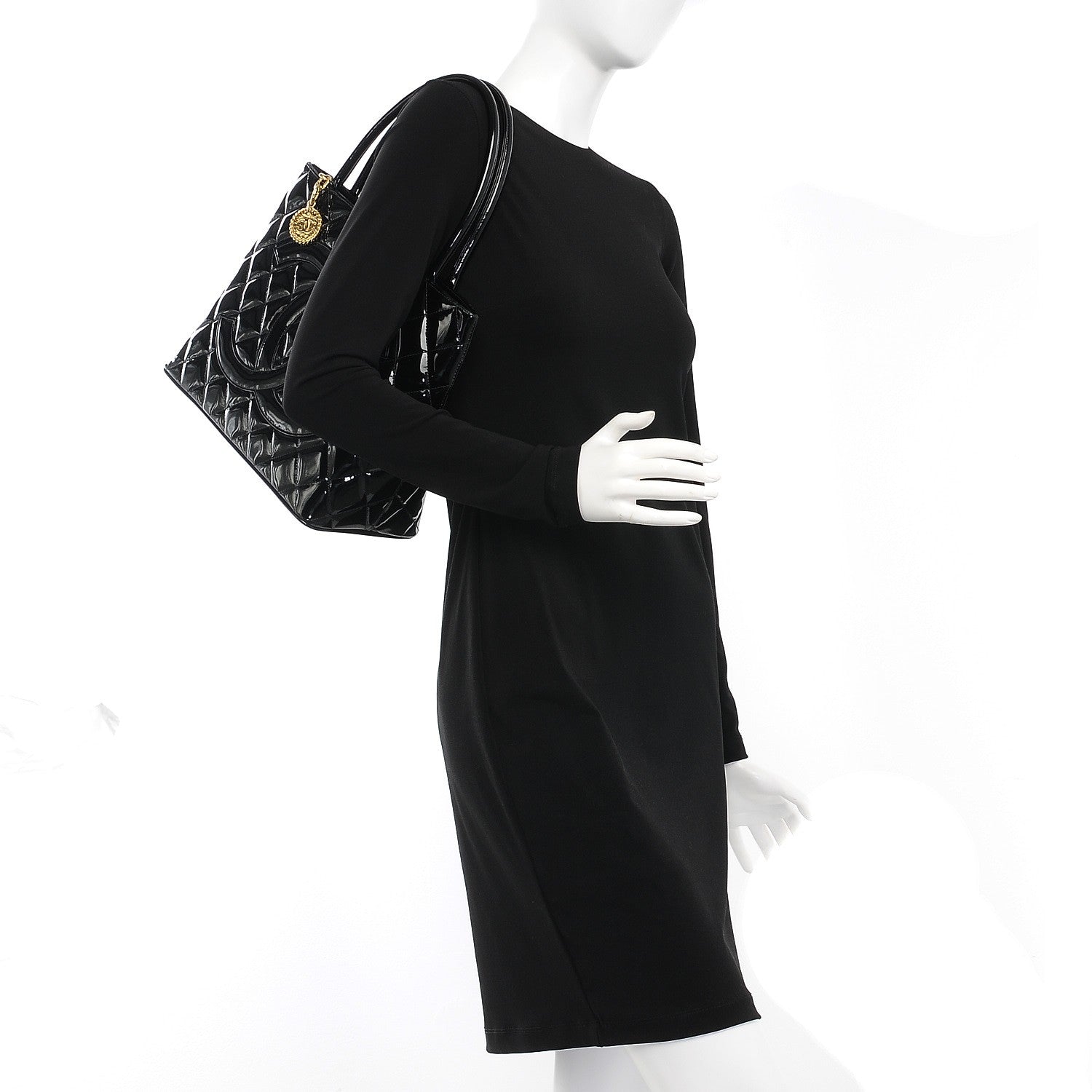 Chanel Patent Medallion Tote Black 2 of 7