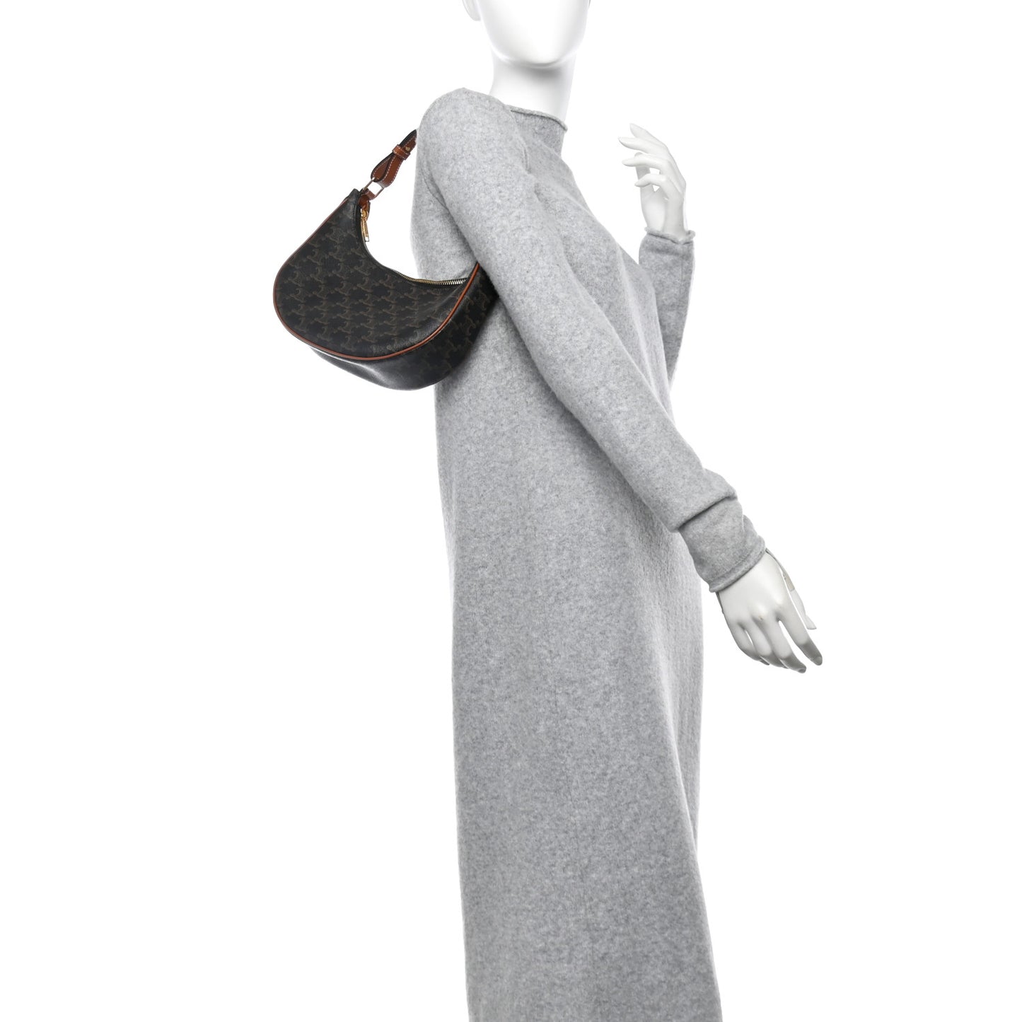 Triomphe Canvas Calfskin Ava Shoulder Bag Tan