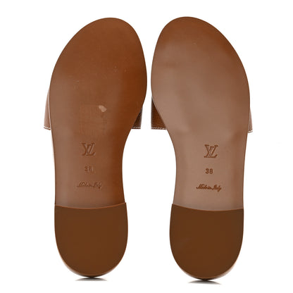 Louis Vuitton Calfskin Lock It Flat Mule 38 Cognac 5 of 9