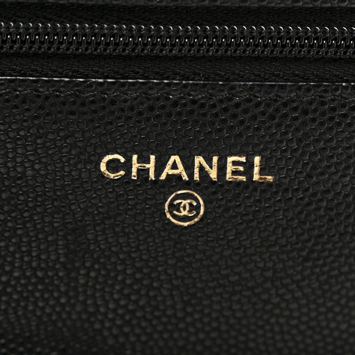 Caviar Quilted Perforated Metal CC Wallet On Chain WOC Black