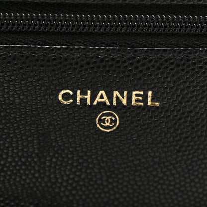 Chanel Caviar Quilted Perforated Metal CC Wallet On Chain WOC Black 6 of 13