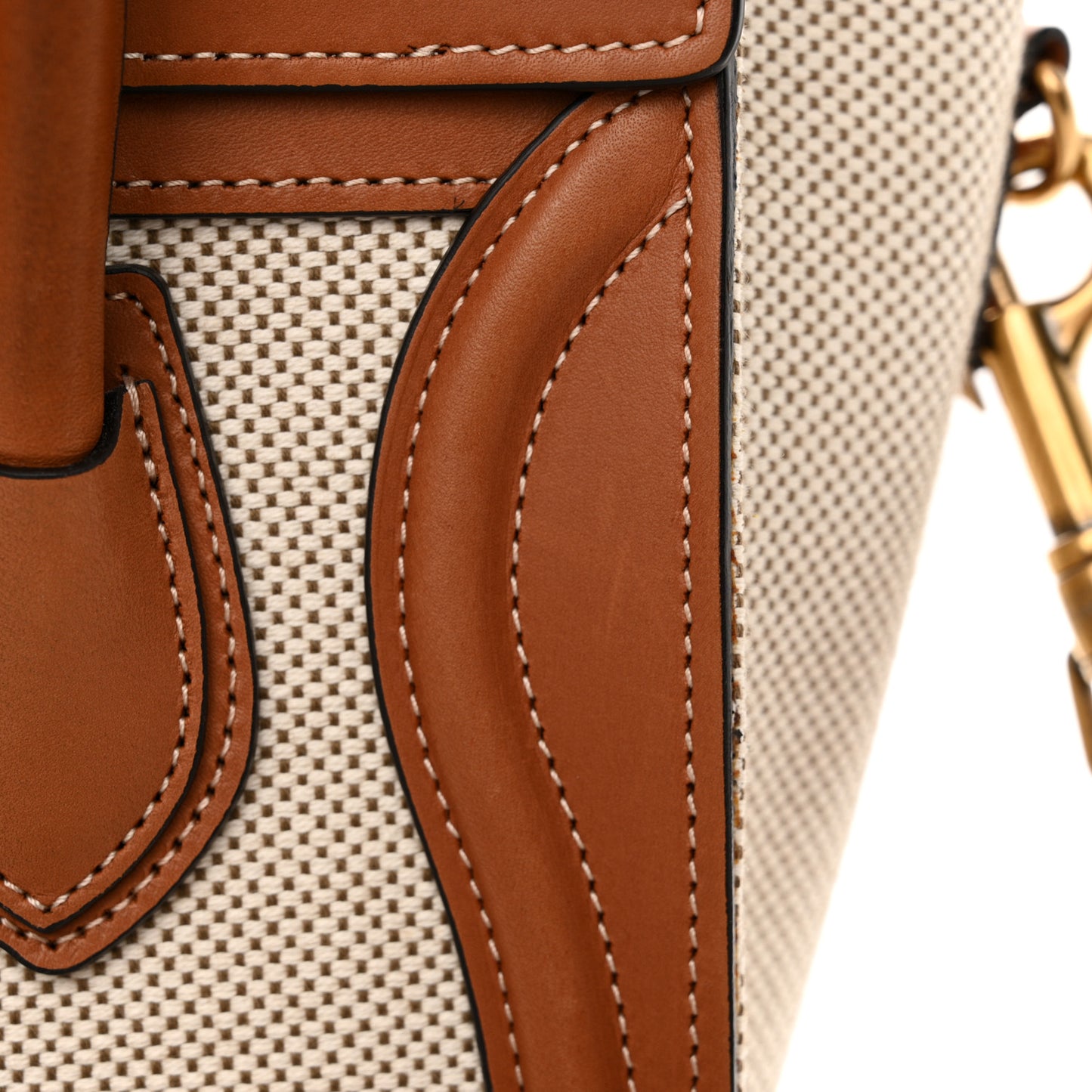 Textile Smooth Calfskin Nano Luggage Tan White