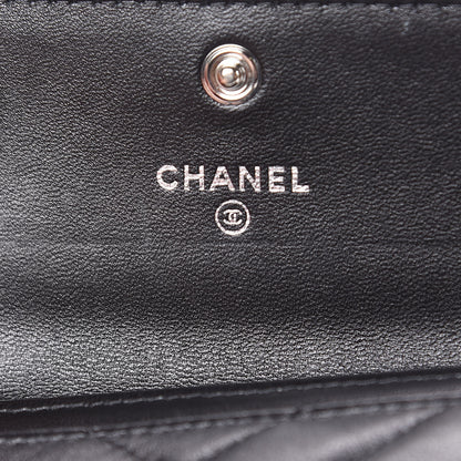 Chanel Lambskin Chevron Quilted Studded Card Holder Black 6 of 9