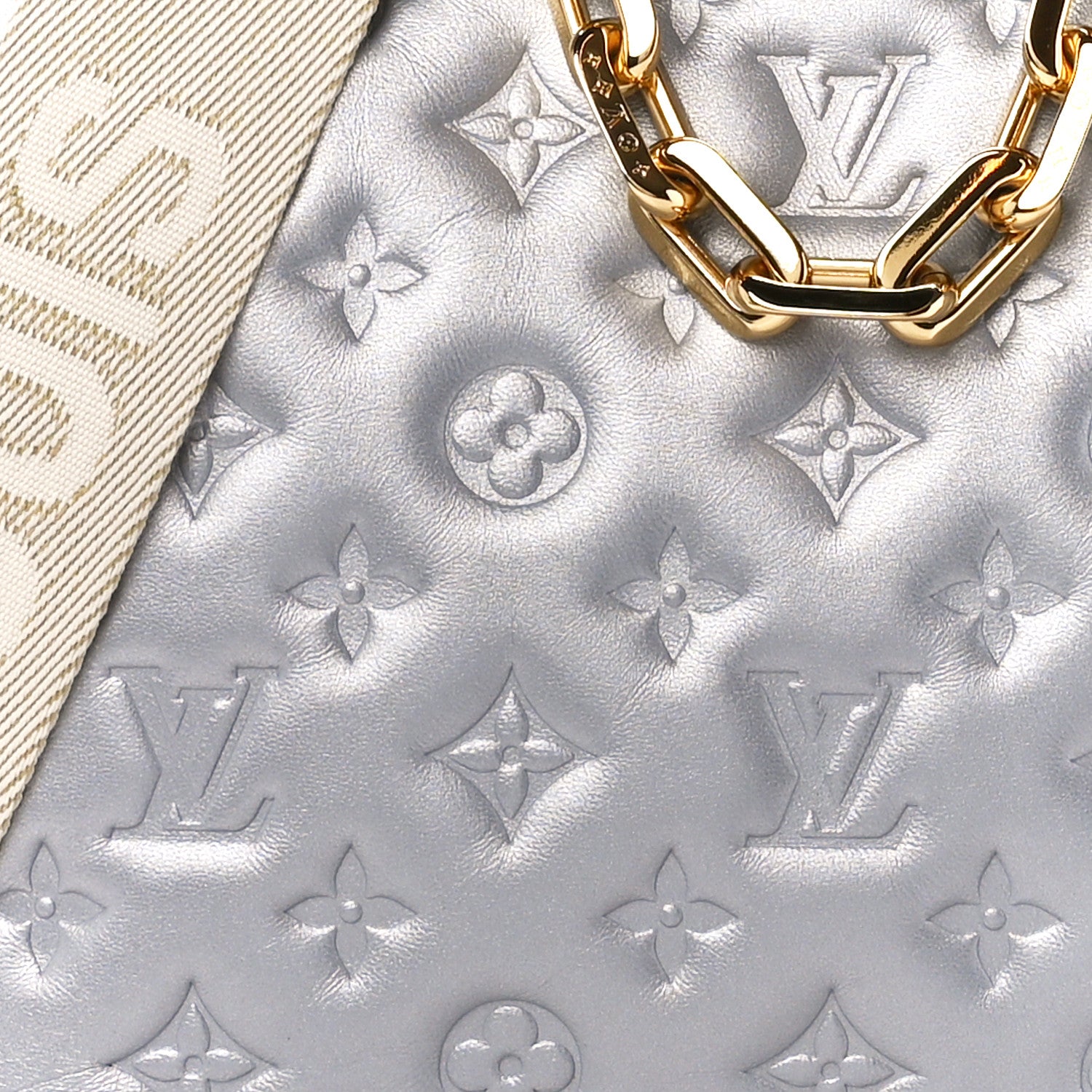 Louis Vuitton Metallic Lambskin Embossed Monogram Coussin PM Silver 8 of 10