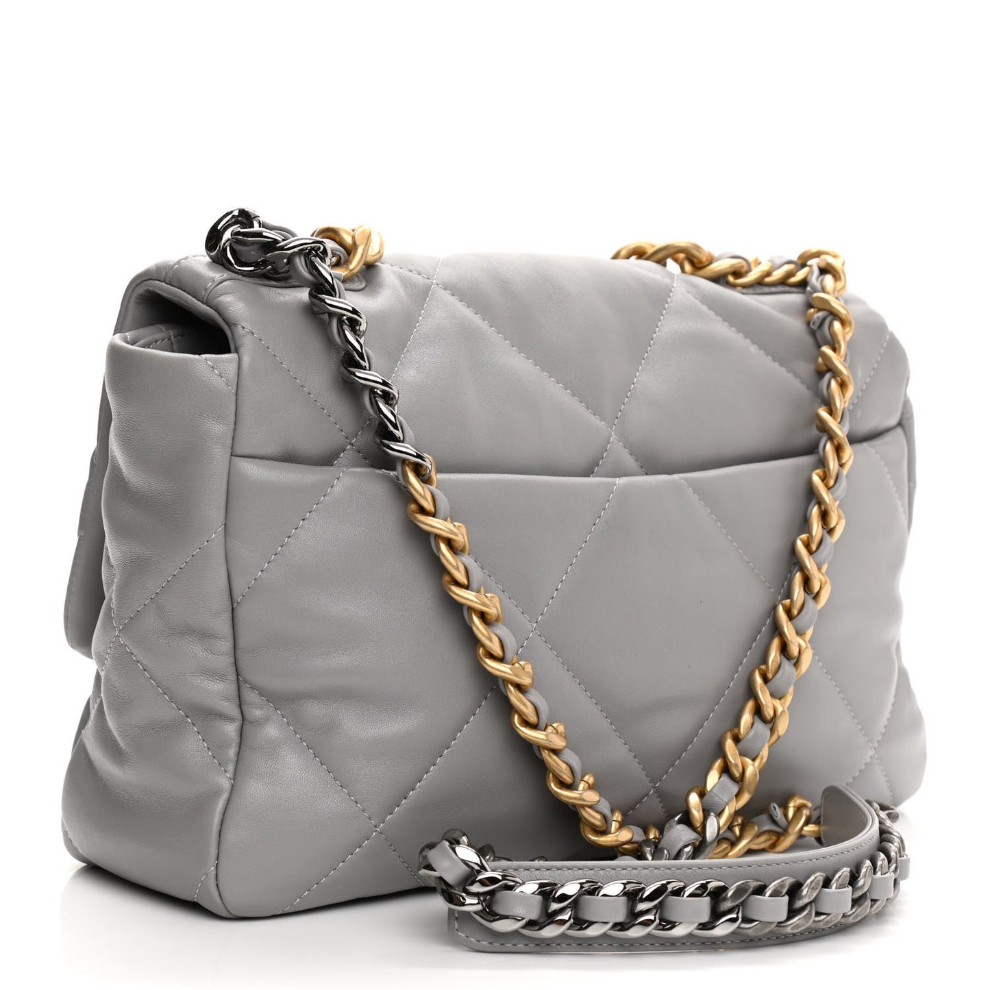 Lambskin Quilted Large Chanel 19 Flap Grey