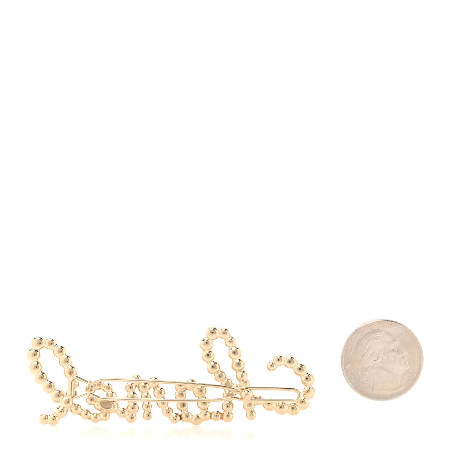 Metal Glass Swirling Pearls Hair Clip Gold