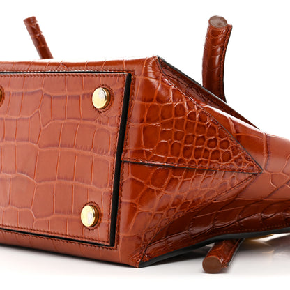 Proenza Schouler Calfskin Crocodile Embossed Small Pipe Bag Chestnut 10 of 13