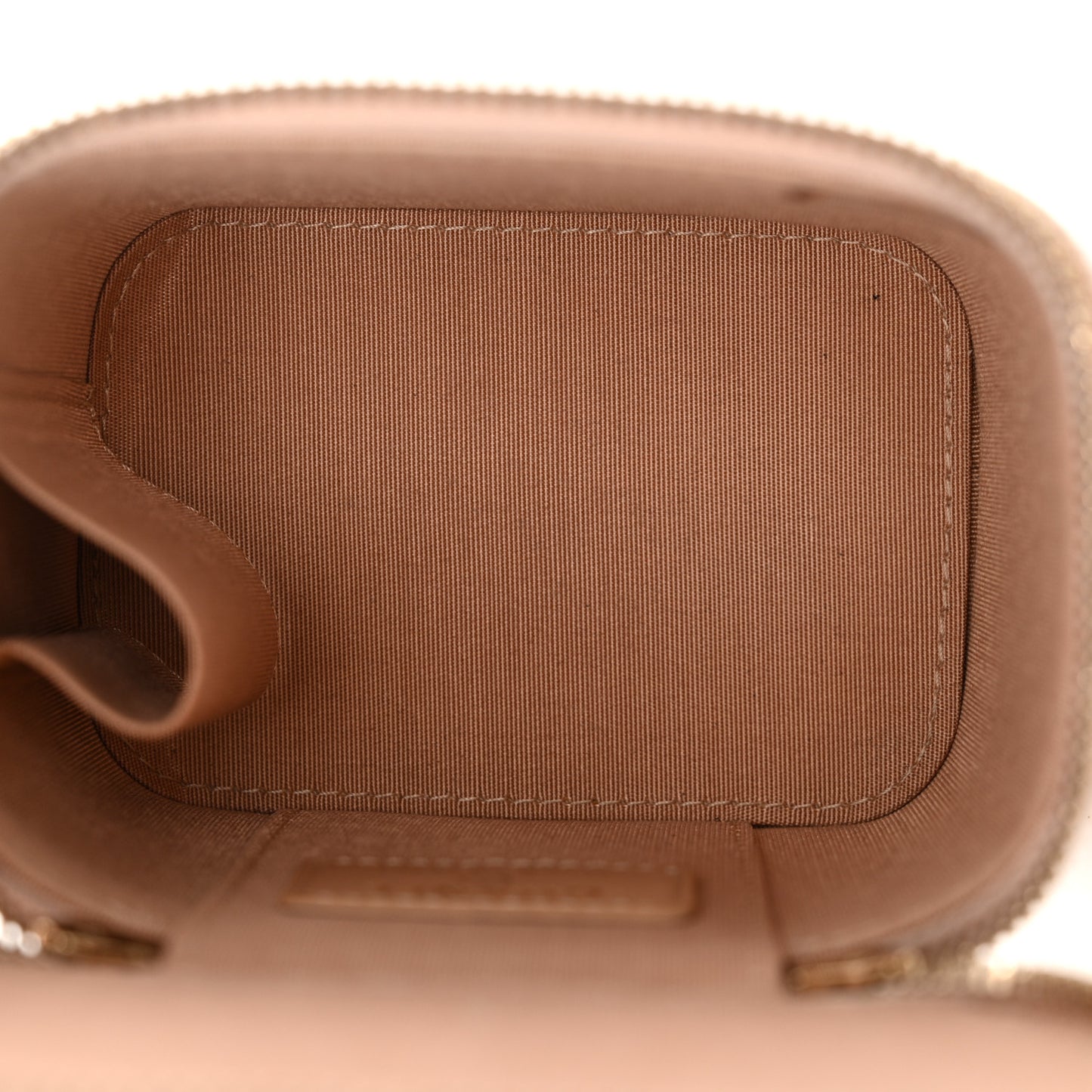 Lambskin Quilted Top Handle Mini Vanity Case With Chain Beige