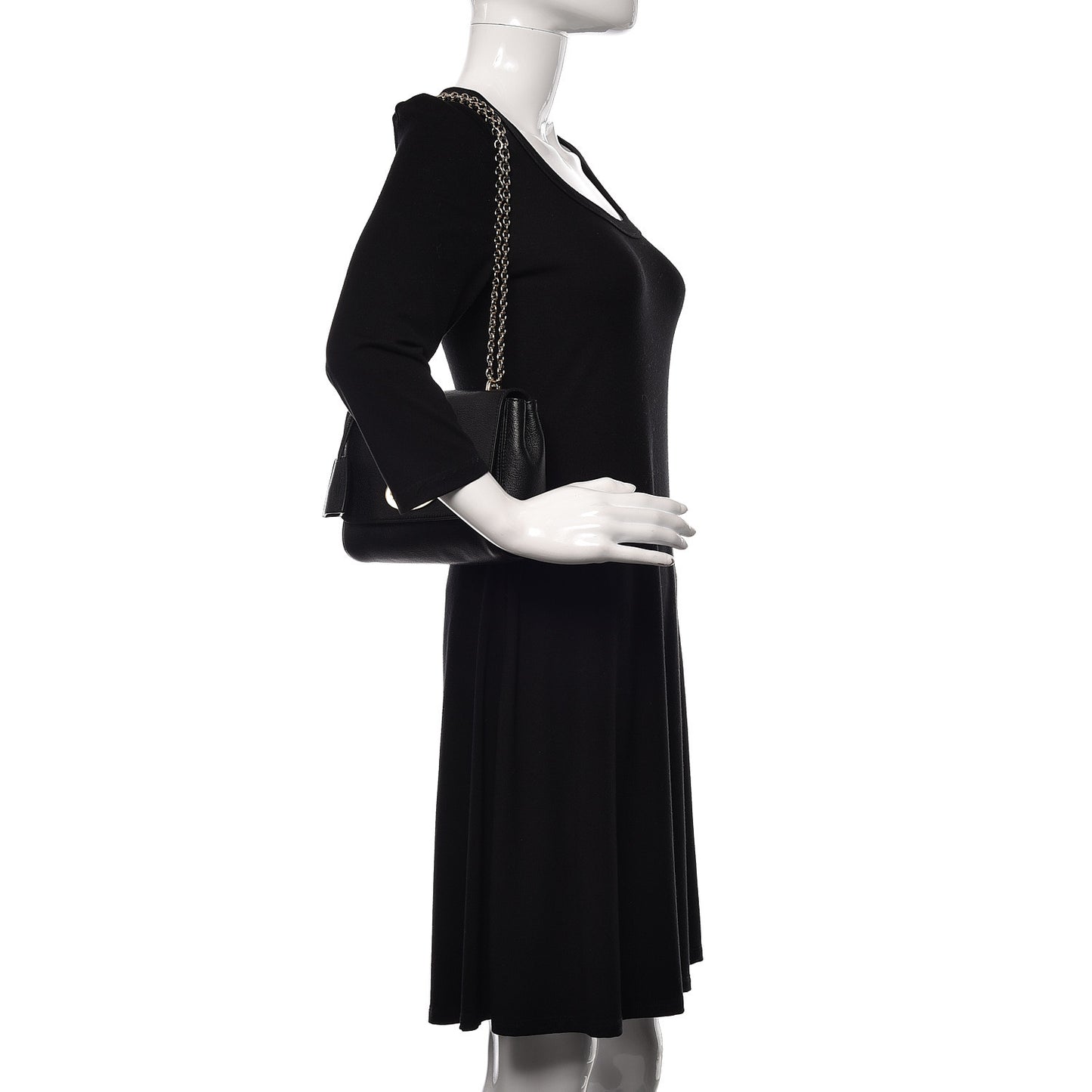 Glossy Goatskin Small Lily Flap Black