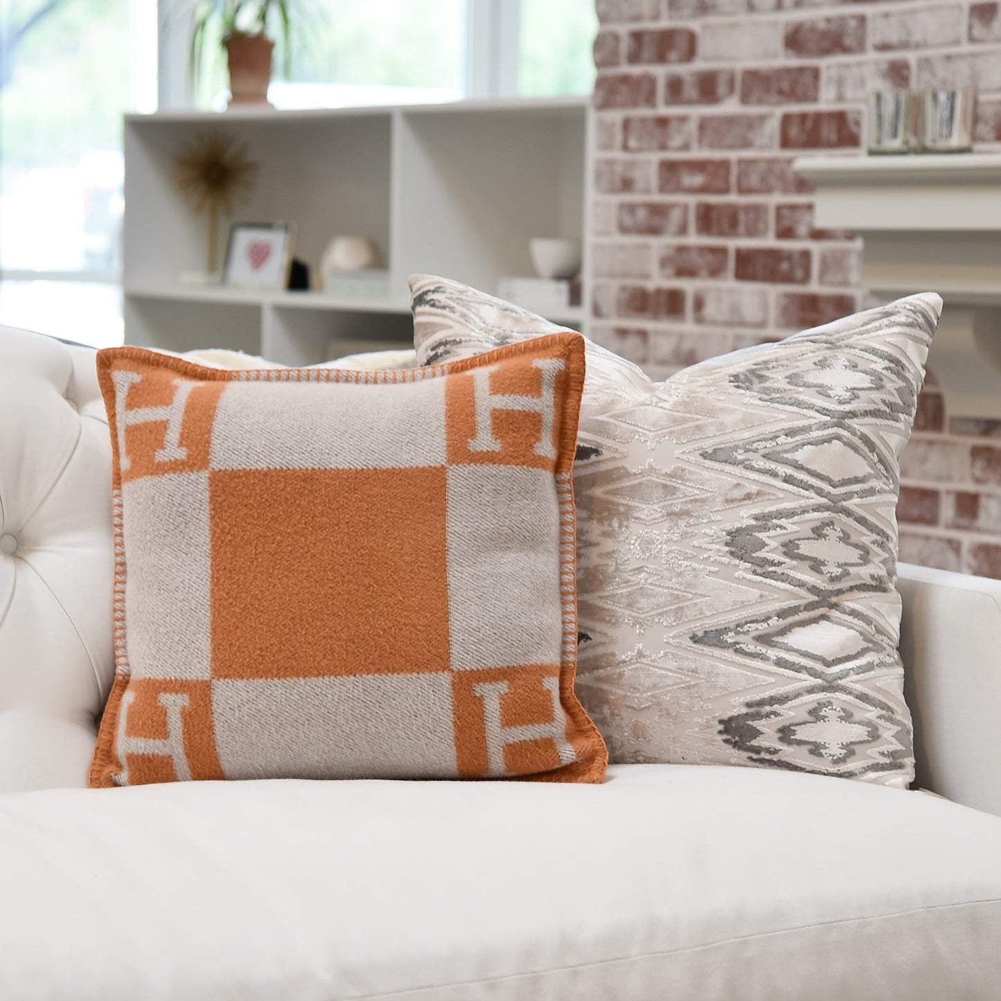 Wool Cashmere Avalon Pillow GM Ecru Potiron