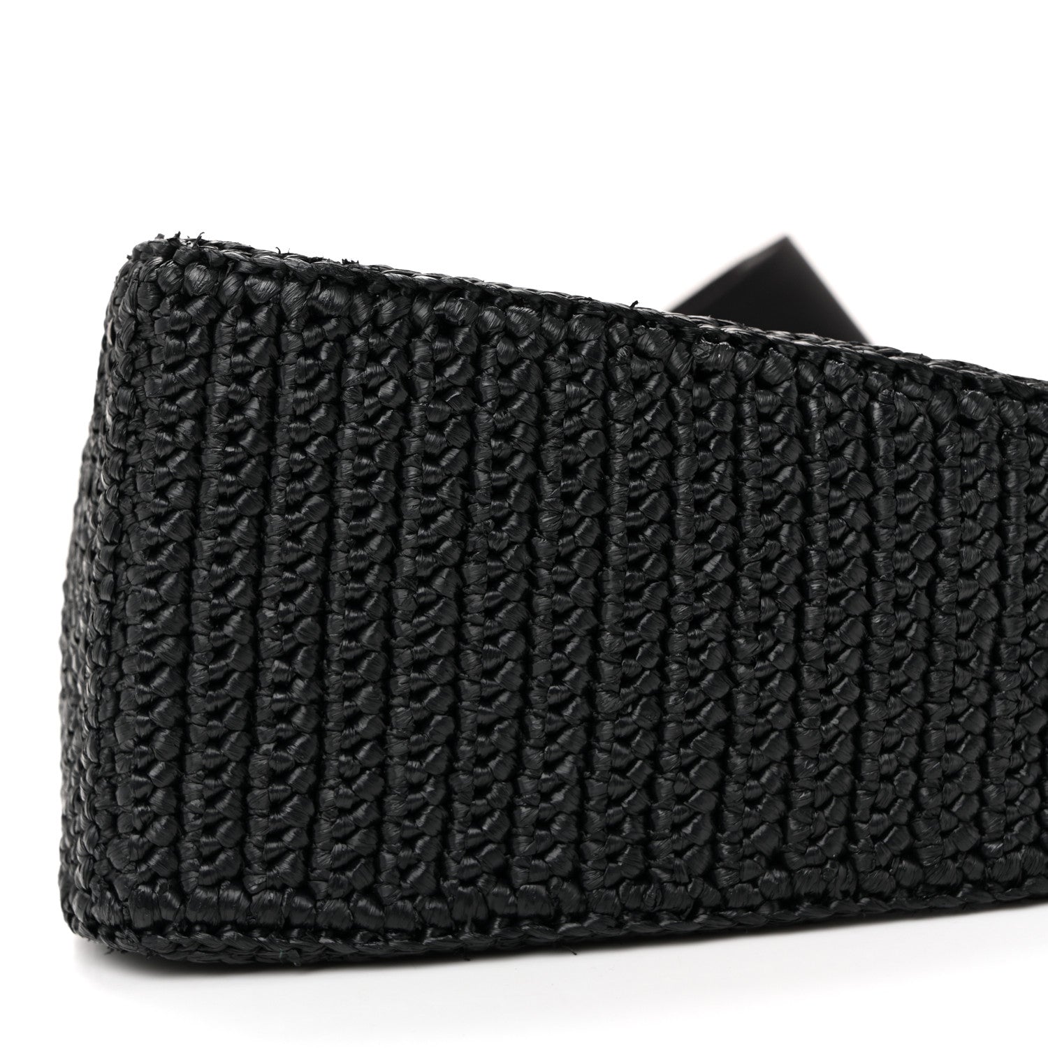 Prada Yarn Raffia Effect Crochet Triangle Shoulder Bag Black 11 of 12