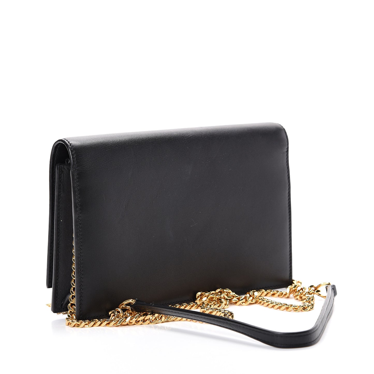 Smooth Calfskin Classic Monogram Kate Tassel Chain Wallet Black