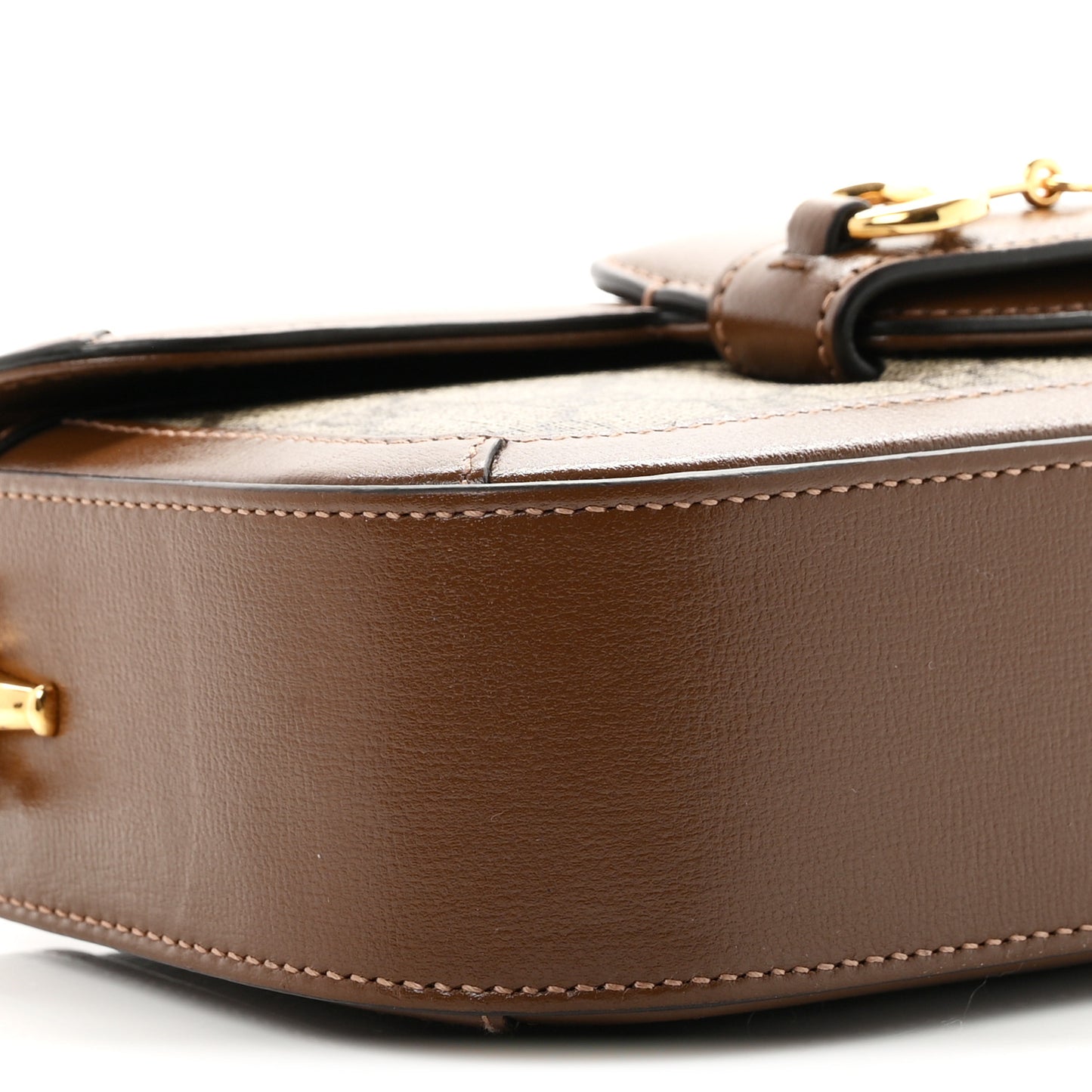 GG Supreme Monogram Small Horsebit 1955 Chain Shoulder Bag Beige Ebony Brown Sugar