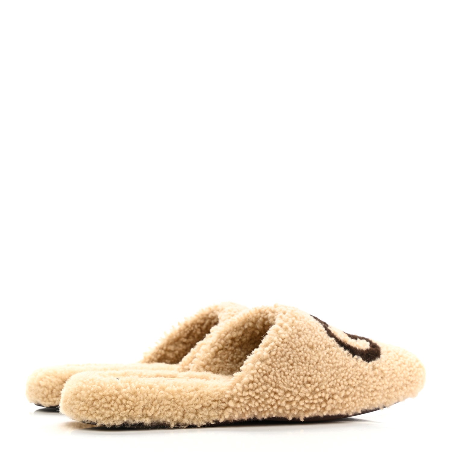Gucci Shearling Interlocking G Womens Eileen Slippers 38.5 Butterscotch Cocoa 4 of 8