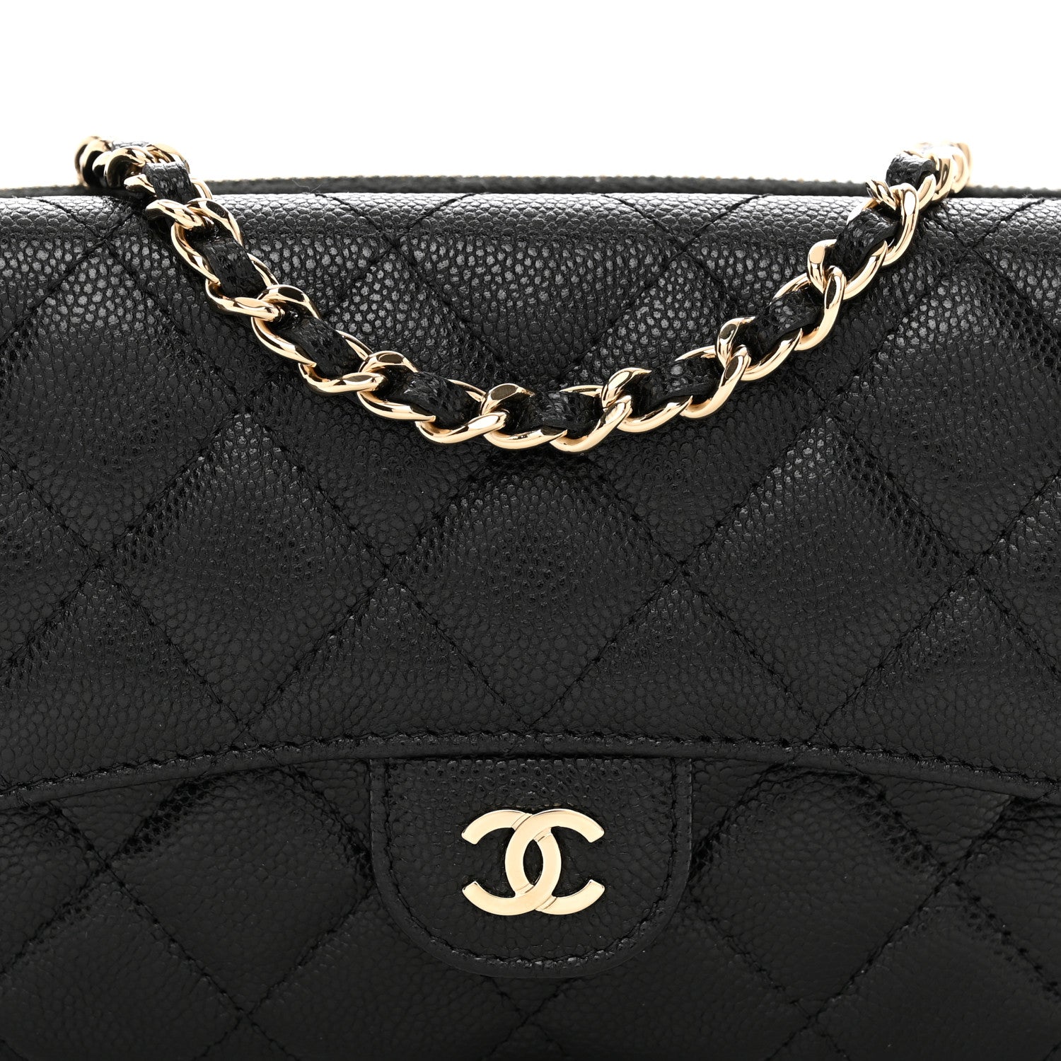 Chanel Caviar Quilted Flap Phone Holder With Chain Black 5 of 12