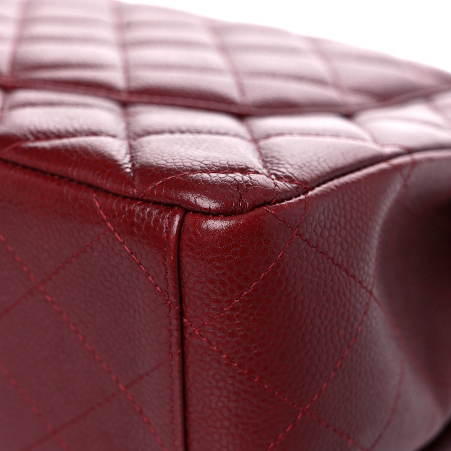 Caviar Quilted Maxi Double Flap Dark Red