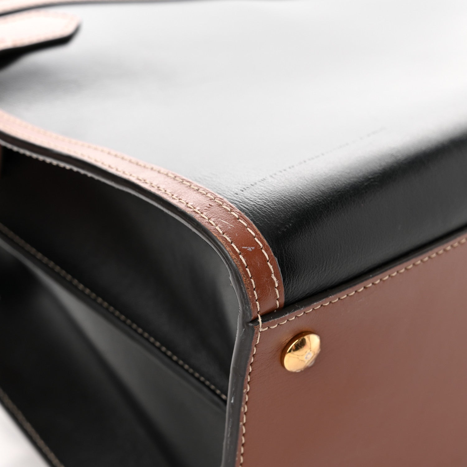 Burberry Calfskin Vintage Check Small Two Handle Title Bag Black 8 of 14