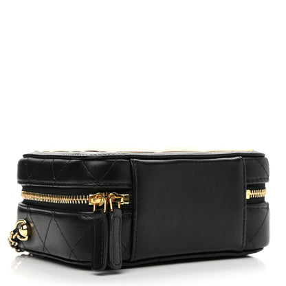 Chanel Lambskin Quilted Golden Plate Clutch With Chain Black 3 of 10