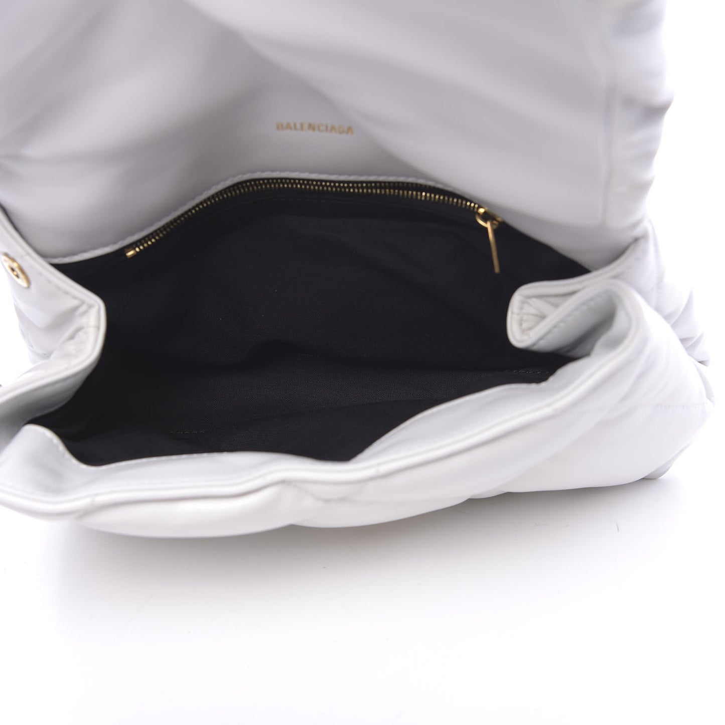 Nappa Calfskin Quilted Touch B Puffy Clutch White